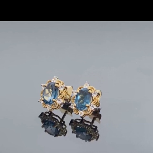 18k London Blue Topaz Earrings - Picture 5 of 9